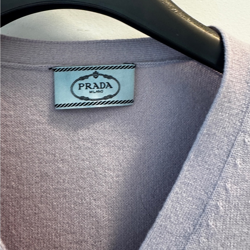 Prada soft lavender purple cashmere wool cardigan